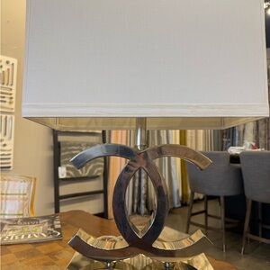 CHANEL Silver and White Table Lamp